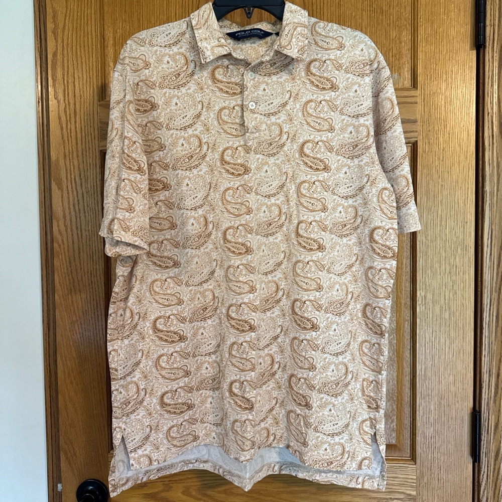 Ralph Lauren Tan Polo Shirt with Paisley Design